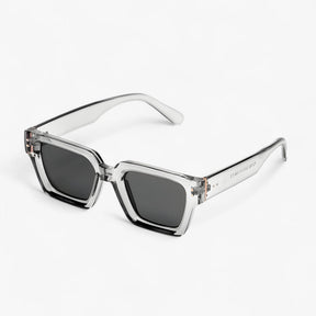 Sunglasses : Zonnebril unisex geel vierkant - Trendy UV400 bescherming voor dames en heren in 1-licht grijs van Pantino