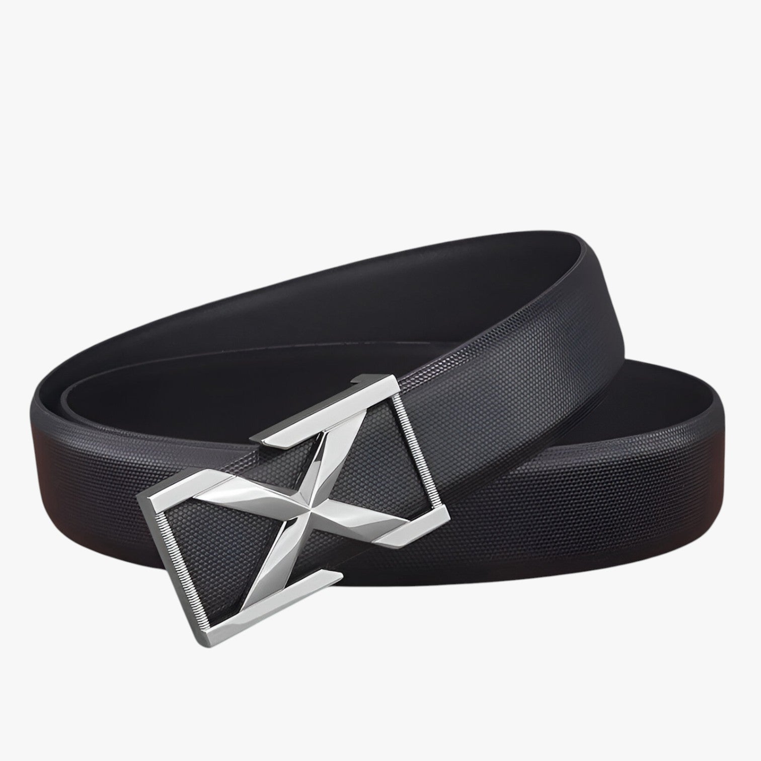 Belt : Herenriem met X-skull Gesp Luxe Casualstijl voor Jongeren - Witte Goud Gesp in Zwart Zilveren gesp van Pantino