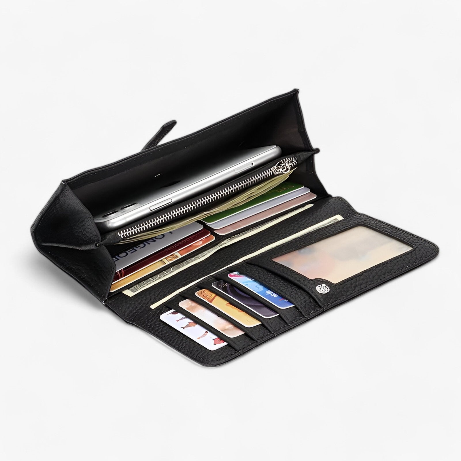 bags : Grote Handtas voor Vrouwen Dames - Elegante Echte Leer met Kaartmap - Zwart in van Pantino