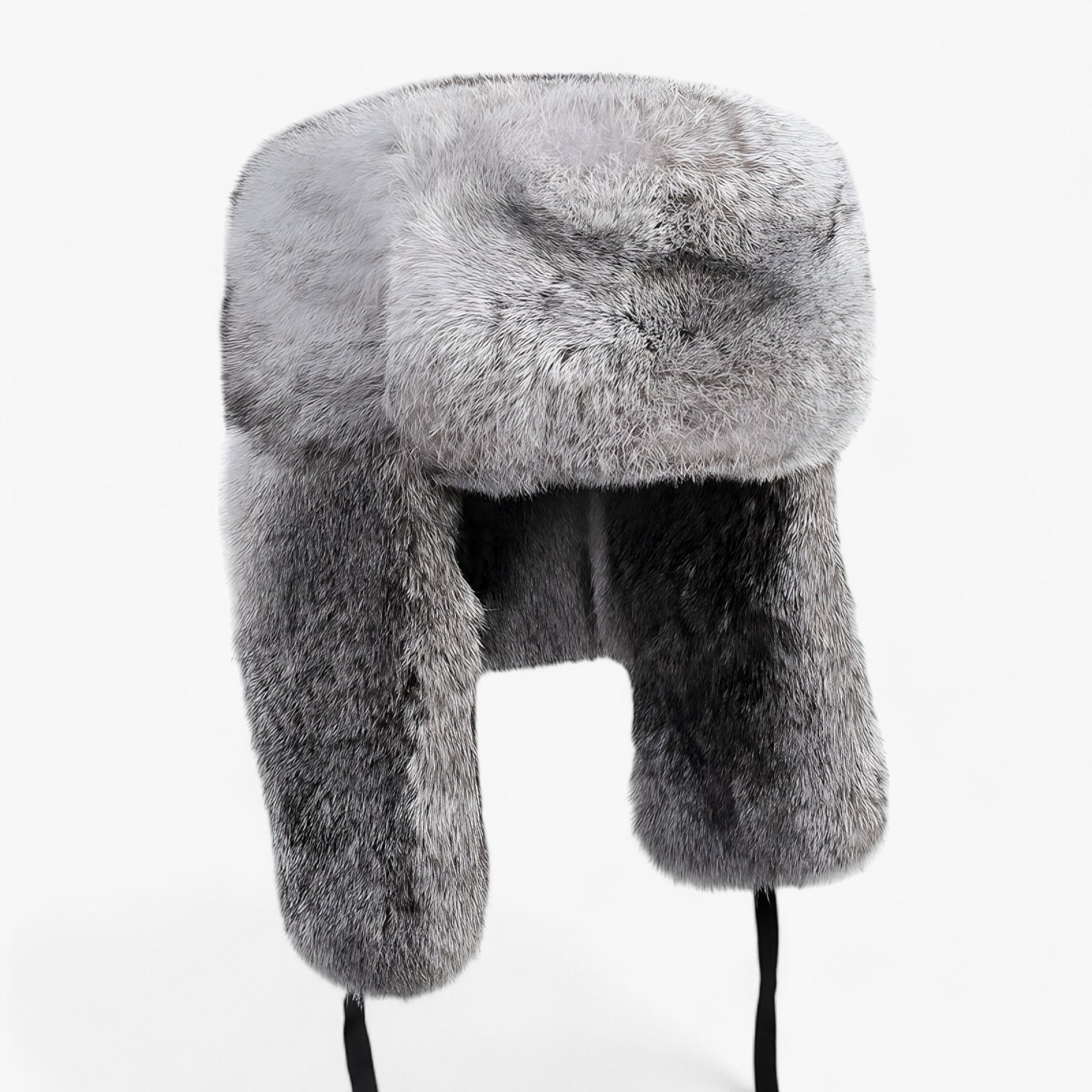 Baseball Cap : Vintage Baseballpet - Stijlvolle Warmte en Oorbescherming - Zwart in Grijze Premium Konijn van Pantino