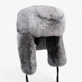 Baseball Cap : Vintage Baseballpet - Stijlvolle Warmte en Oorbescherming - Zwart in Grijze Premium Konijn van Pantino