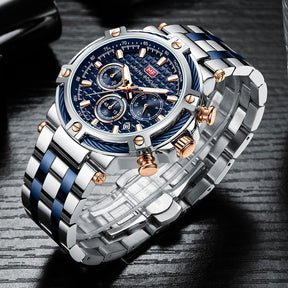 watches : Heren Horloge Zilver/Blauw RVS - Klassiek Polshorloge met Datumweergave in van Pantino