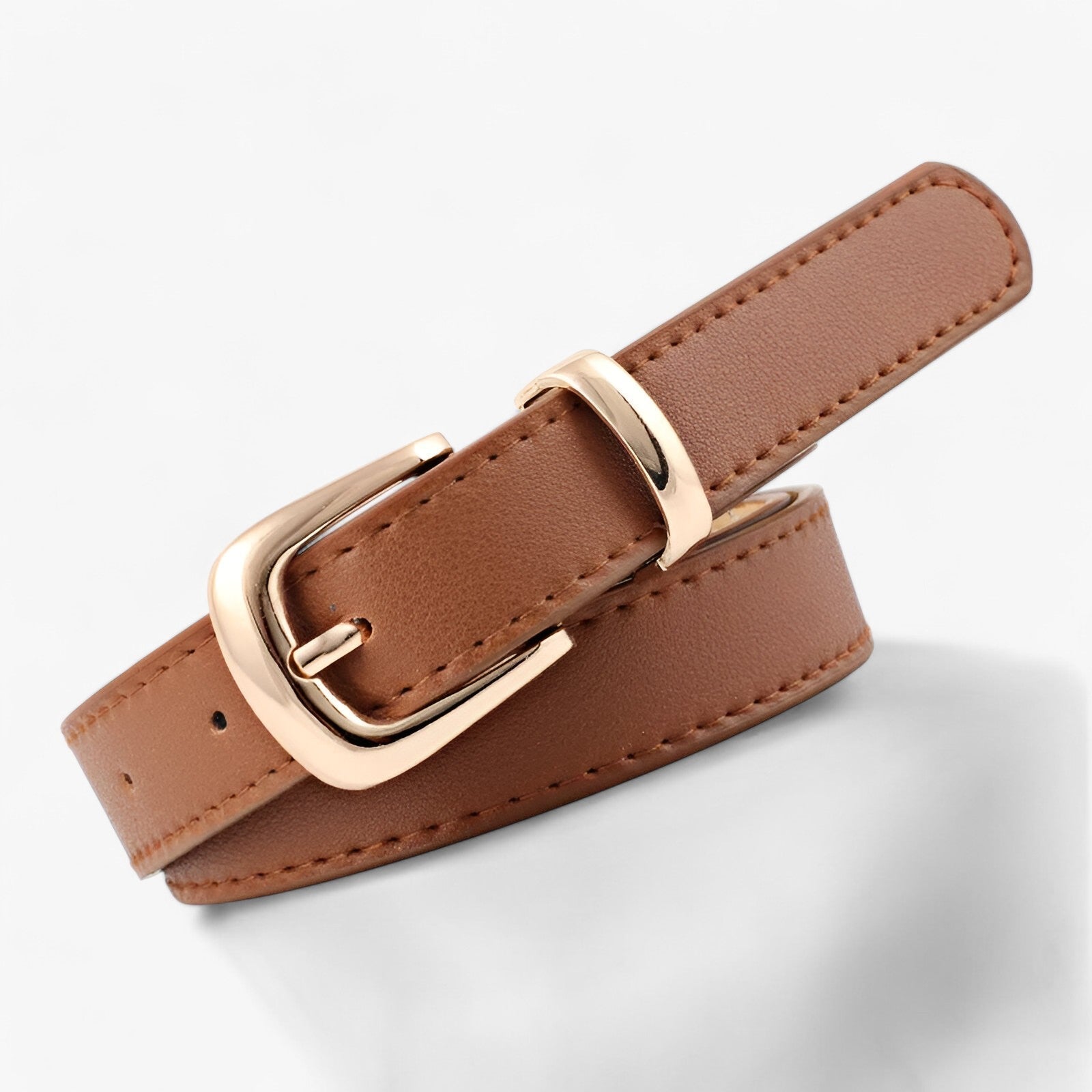 Belt : Riem Roze Haakjes - Elegant PU Leren van 2,4 Cm - Perfect voor Elke Outfit in bruin zilveren haakjes pu 2.4X105cm van Pantino