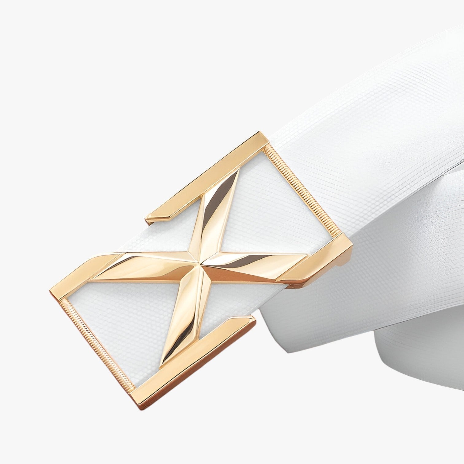 Belt : Herenriem met X-skull Gesp Luxe Casualstijl voor Jongeren - Witte Goud Gesp in van Pantino