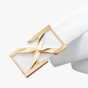 Belt : Herenriem met X-skull Gesp Luxe Casualstijl voor Jongeren - Witte Goud Gesp in van Pantino