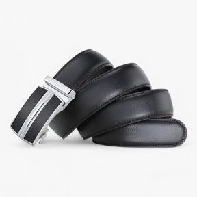 Men's Leather Automatic Buckle Belt : Riem Heren Zwart - Leren Herenriem met Automatische Lus in van Pantino
