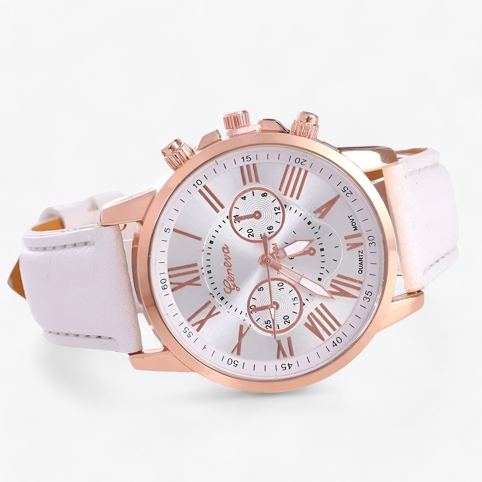 Watches : Luxe dameshorloge - Waterdicht leer voor elke gelegenheid in Bianco van Pantinoshop