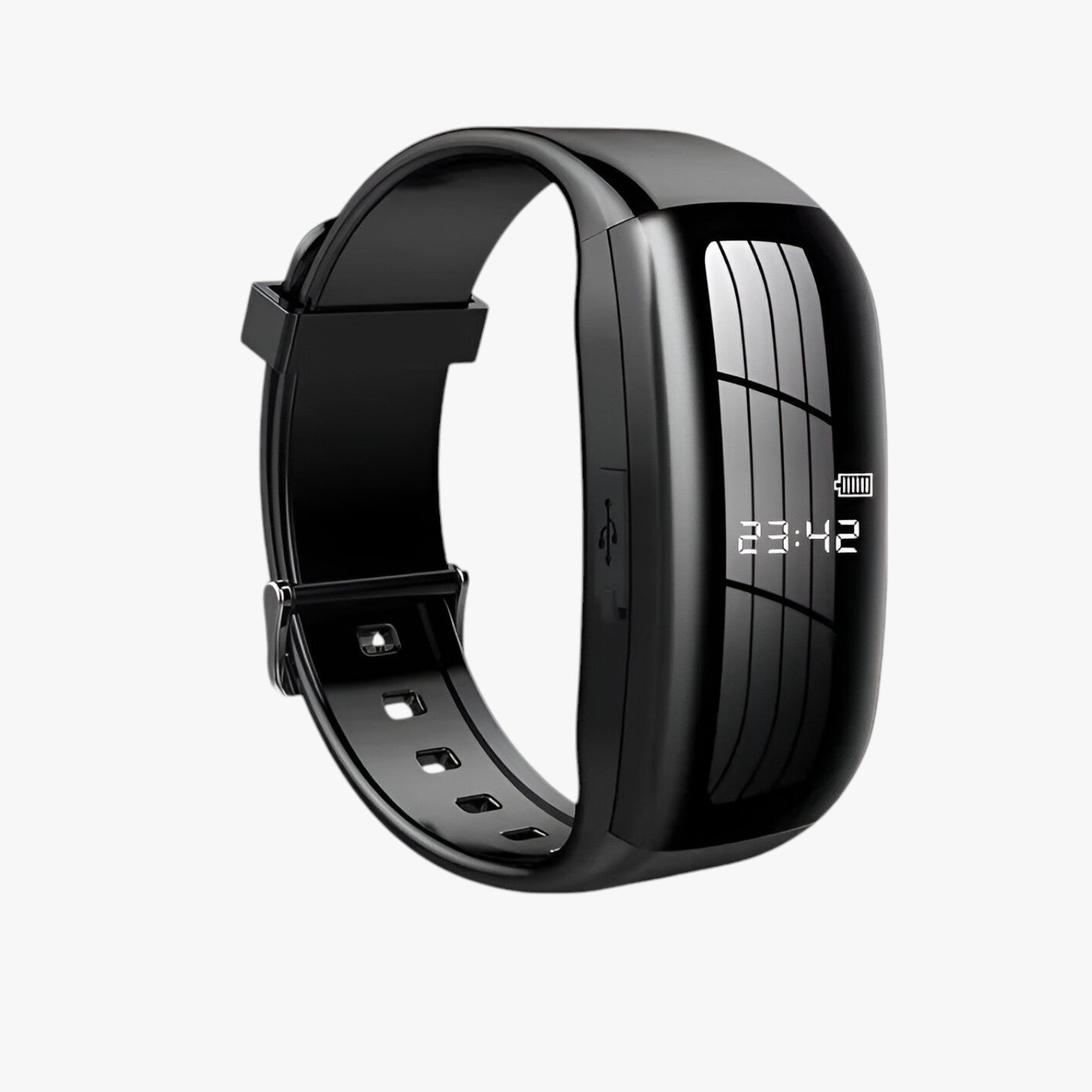 watches : Joris Mini Spraakrecorder Armband - Discreet Opnemen en Veilig Bewaren in Eén Armband - Zwart in zwart van Pantino
