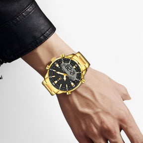 watches : Horloge Zilver Blauw - Roestvrijstalen Militair Sporthorloge in van Pantino