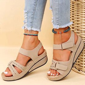 Orthopedic Sandals : Orthopedische Sandalen Dames - Comfortabele Beige Leren Zomer Sandalen in Beige van Pantinoshop