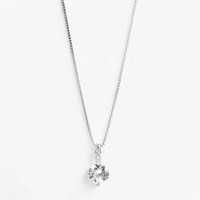 Necklace : Zilvergeplateerde Halsketting met Zircon - Elegante Minimalistische Charme in van Pantino