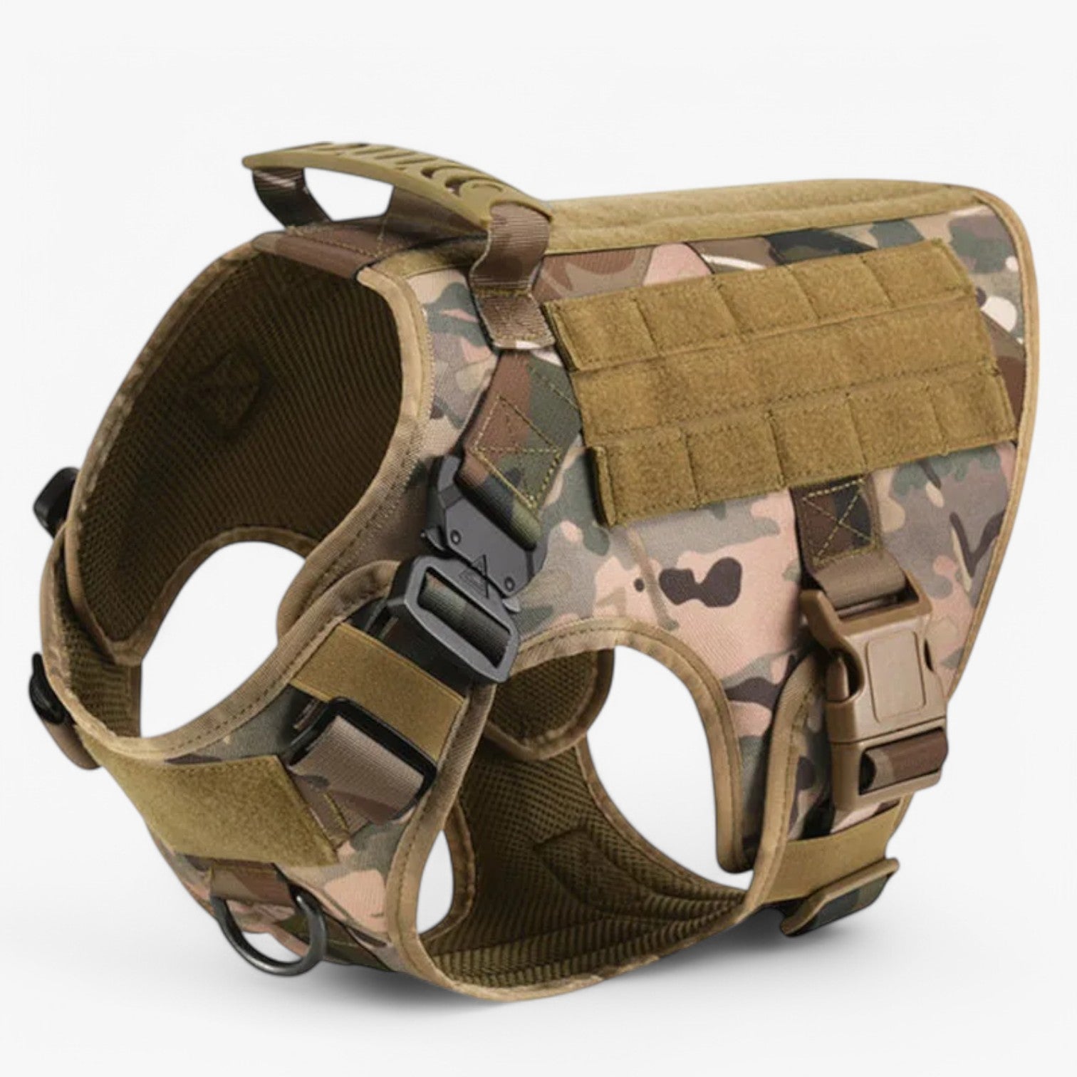 Pets & Supplies : Zwart Nylon Tactisch Militair Verstelbaar Harnas voor Grote Honden met Vest en Handvat in Camouflageharnas van Pantinoshop