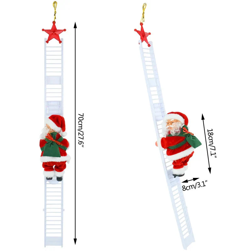 home & garden : Poupée Du Père Noël Grimpant Avec Musique - Décoration Festive Pour Sapin de Noël - Rood in van Pantino
