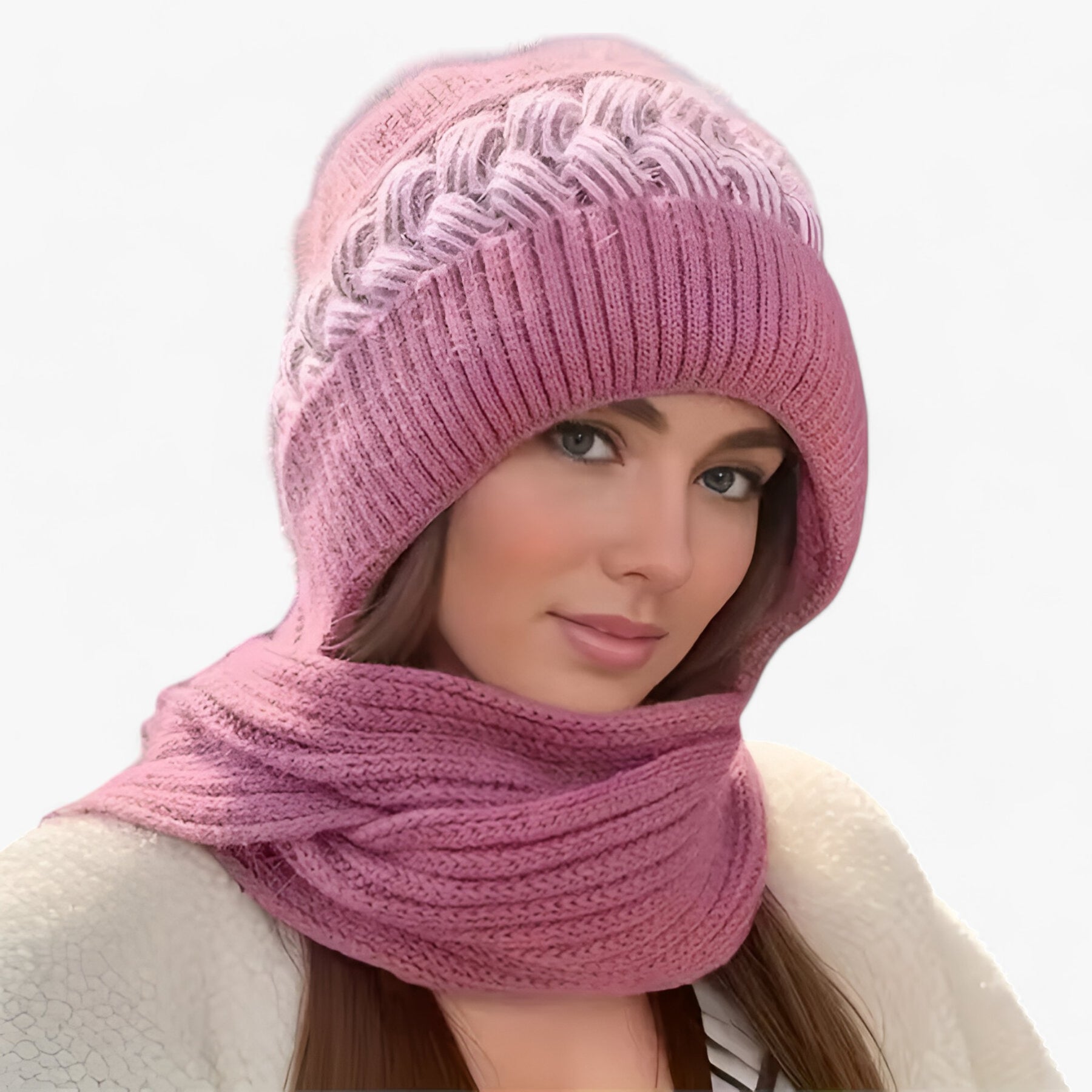 Beanie : Muts Zwart - In-Één Gebreide Wintermuts - Warm, Comfortabel en Winddicht in donkerroze van Pantino
