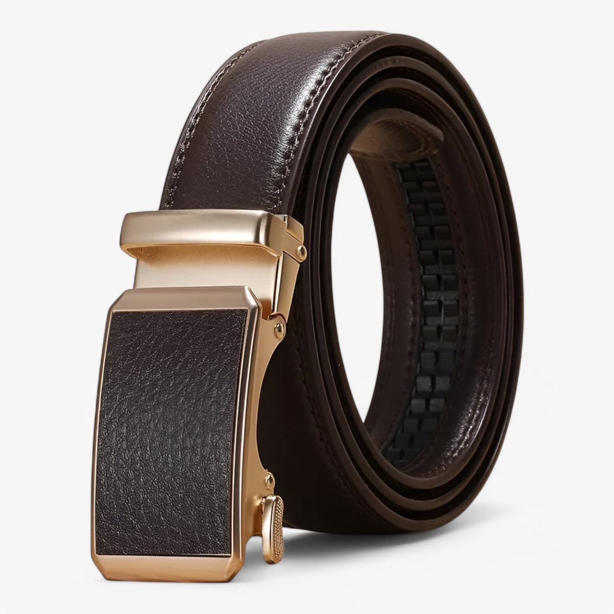 Belt : Automatische Riem met Gouden Lus Dames - Zwart in Bruin van Pantino
