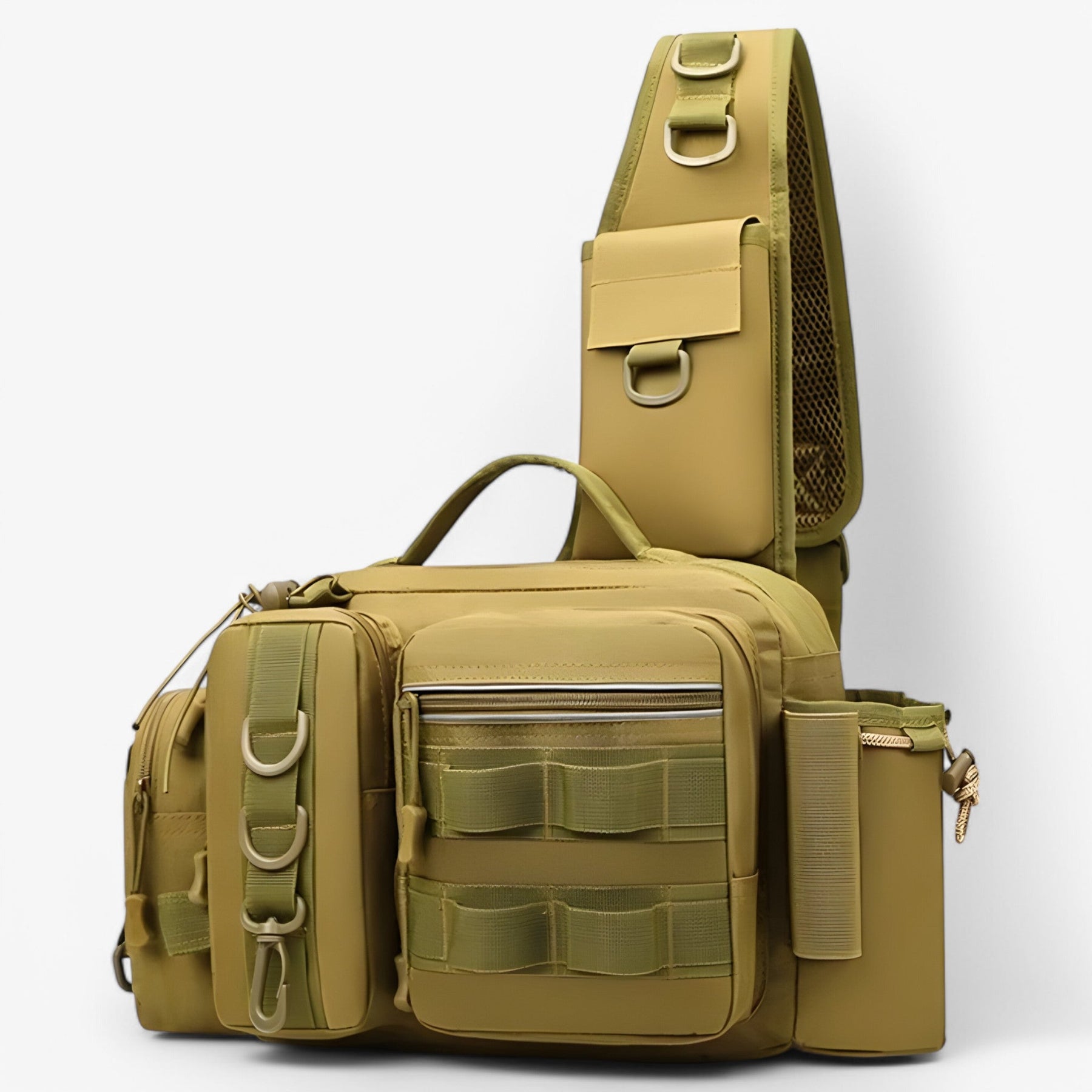 bags : Vistassen met Hengelhouder en Tweelaags Ontwerp - Zwart-camouflage in kaki van Pantino