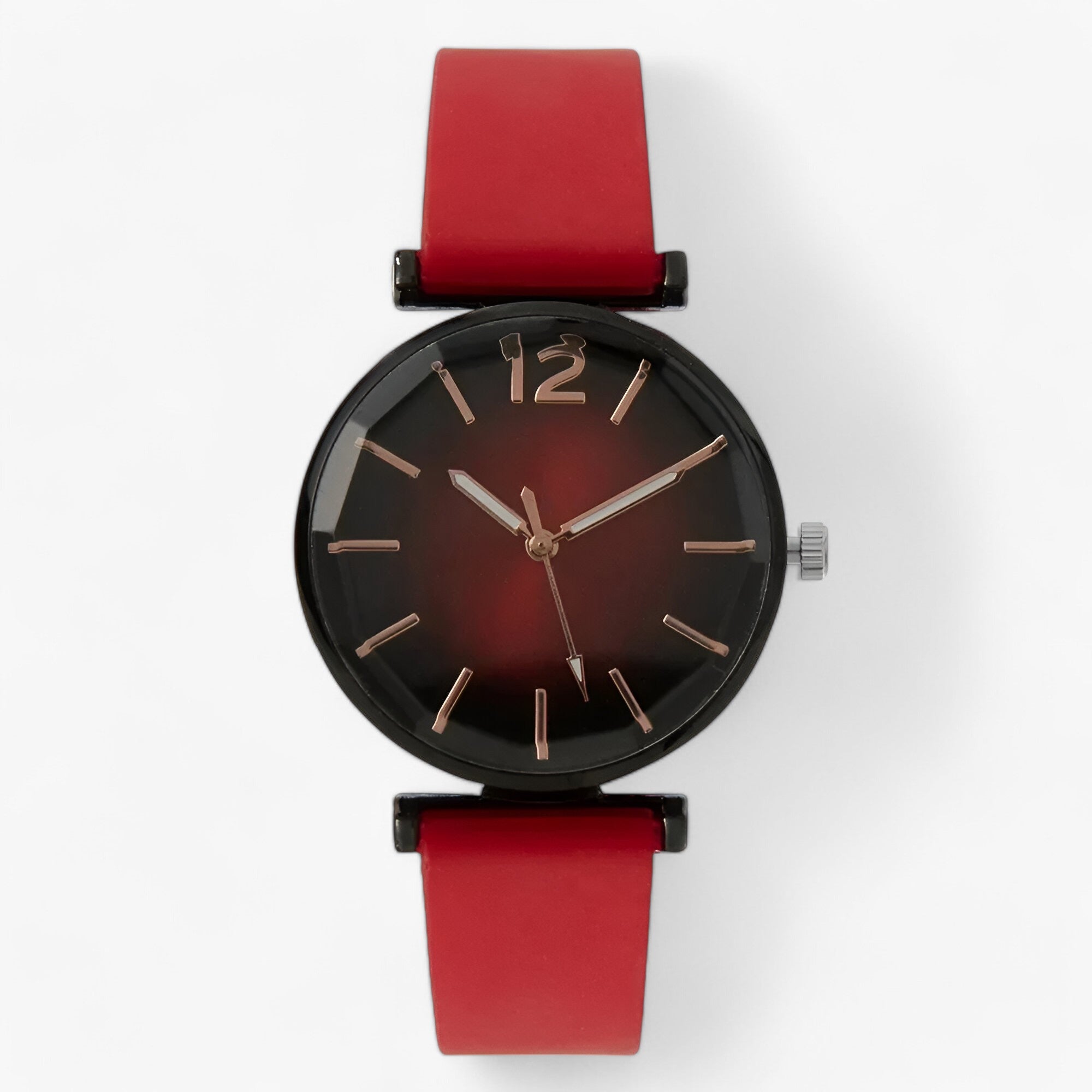 watches : Trendy Sportstoel - Zwarte Onderstel, Groene Siliconen Band in rood van Pantino