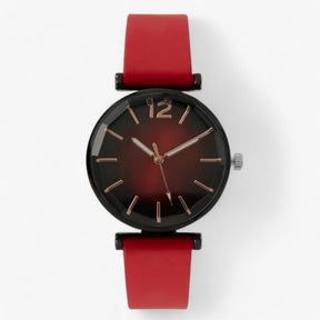 watches : Trendy Sportstoel - Zwarte Onderstel, Groene Siliconen Band in rood van Pantino