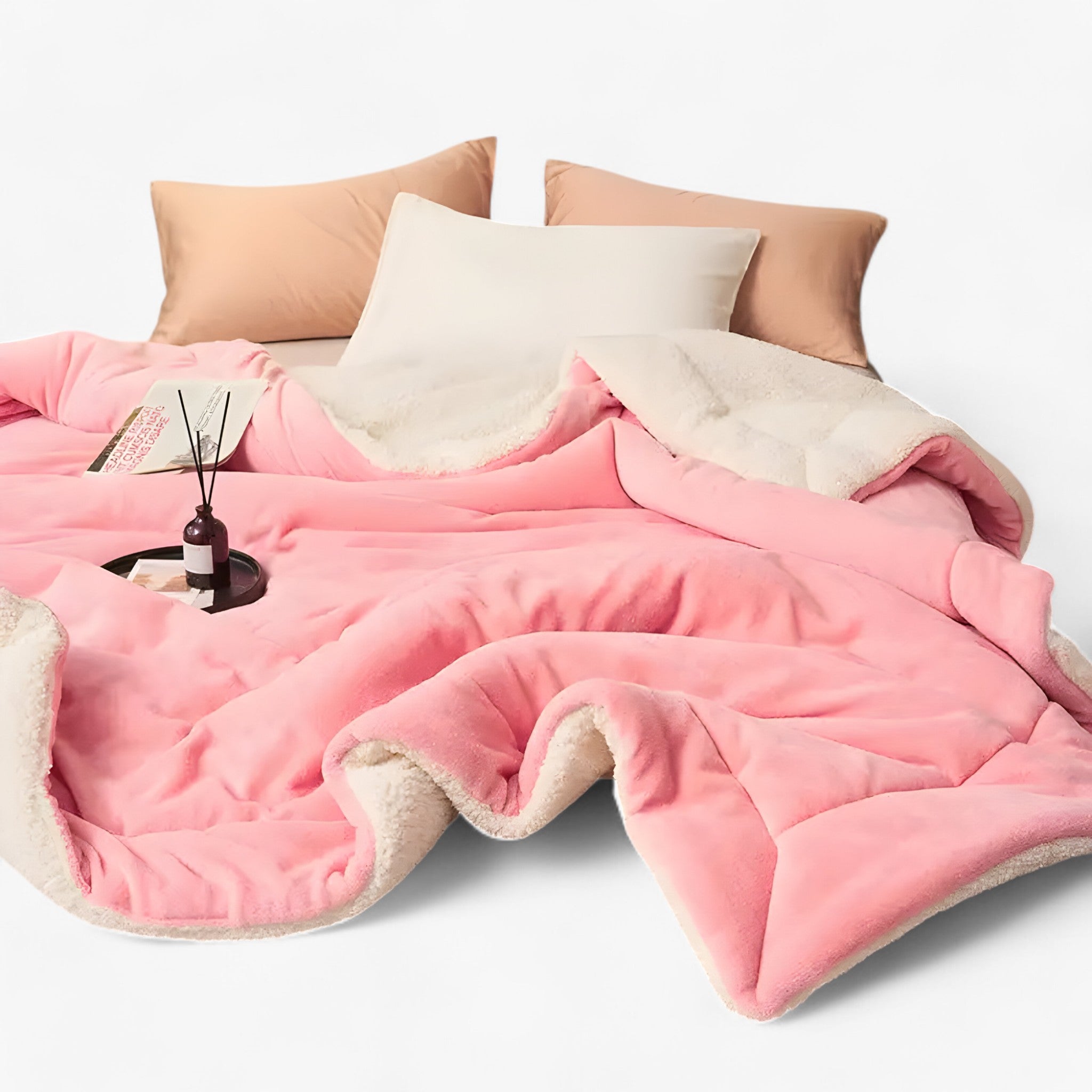 home & garden : Dubbele Laag Schapenvacht Deken - Warme Luxe voor Bed & Bank - Donkergrijs in Dousha Rood van Pantino