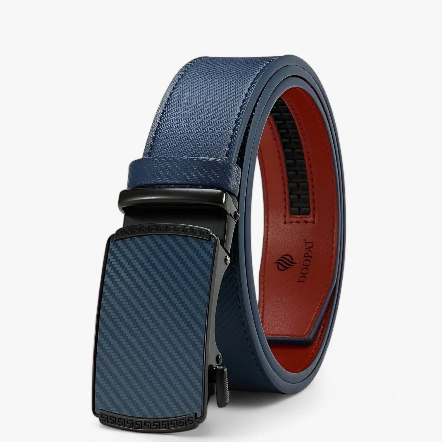 Men's Belt : Riem Grijs - Luxe Leren Automatische met Verstelbare Gesp in Blauwe kleur van Pantino