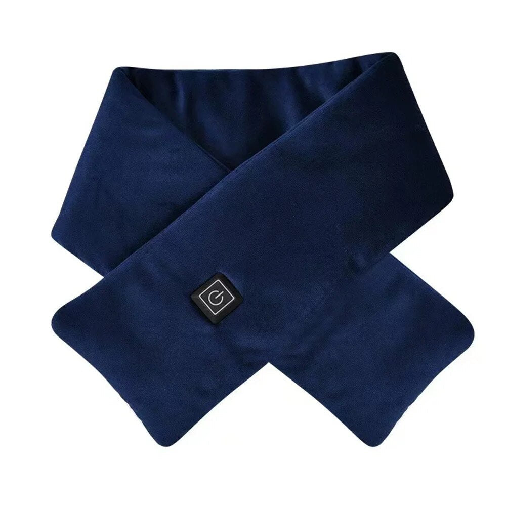 Heated Scarf : Verwarmde Sjaal Zwart - Knusse Warmte Hals Winter - Fleece in Navy van Pantino