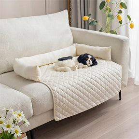 pets : Velvet Hondendeken Bank met Beschermrand - Bruin in Creme van Pantino