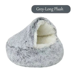 pets : Knus Comfort - Warm Kattennest voor Winterdagen in Grijze Lange Pluche van Pantino