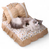 BowLux - Lit mignon pour chats et chiens avec nœud papillon