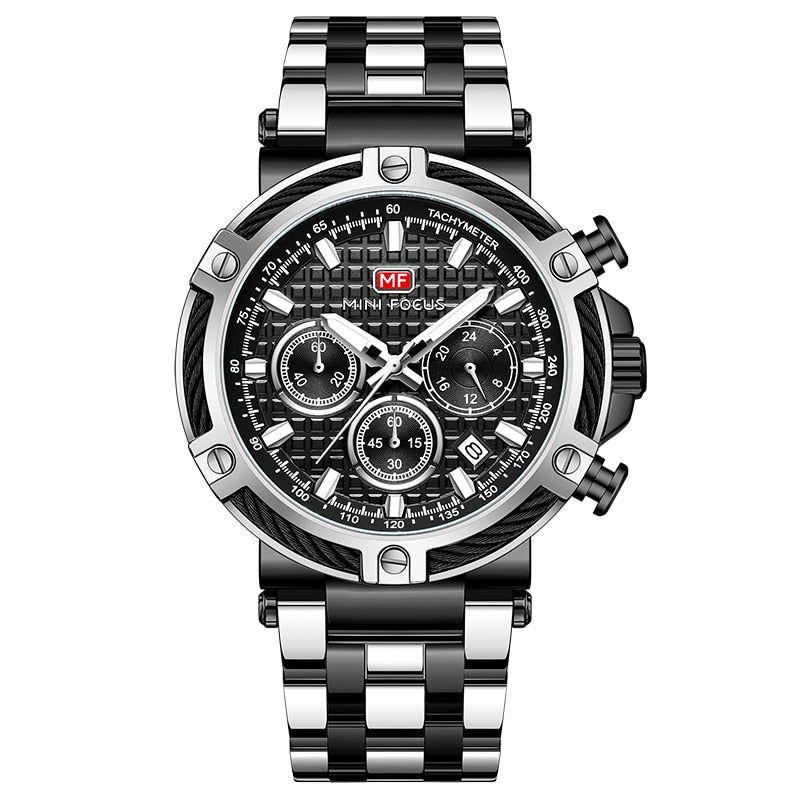 watches : Heren Horloge Zilver/Blauw RVS - Klassiek Polshorloge met Datumweergave in Zilver Zwart van Pantino