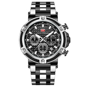 watches : Heren Horloge Zilver/Blauw RVS - Klassiek Polshorloge met Datumweergave in Zilver Zwart van Pantino