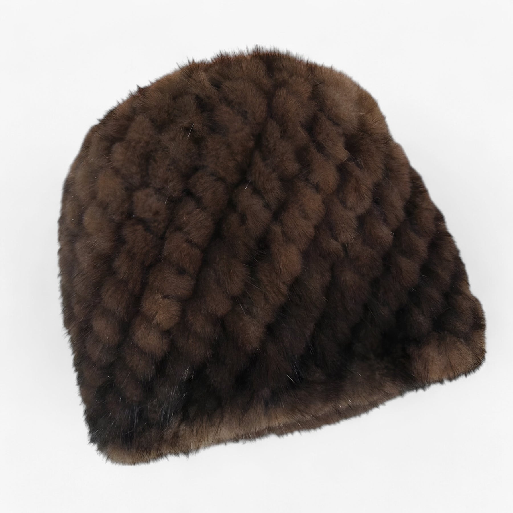 Hat : Muts Bruin Zwart - Luxe Mink Bont - Winterse Warmte & Elegantie in bruin Goede elasticiteit van Pantino