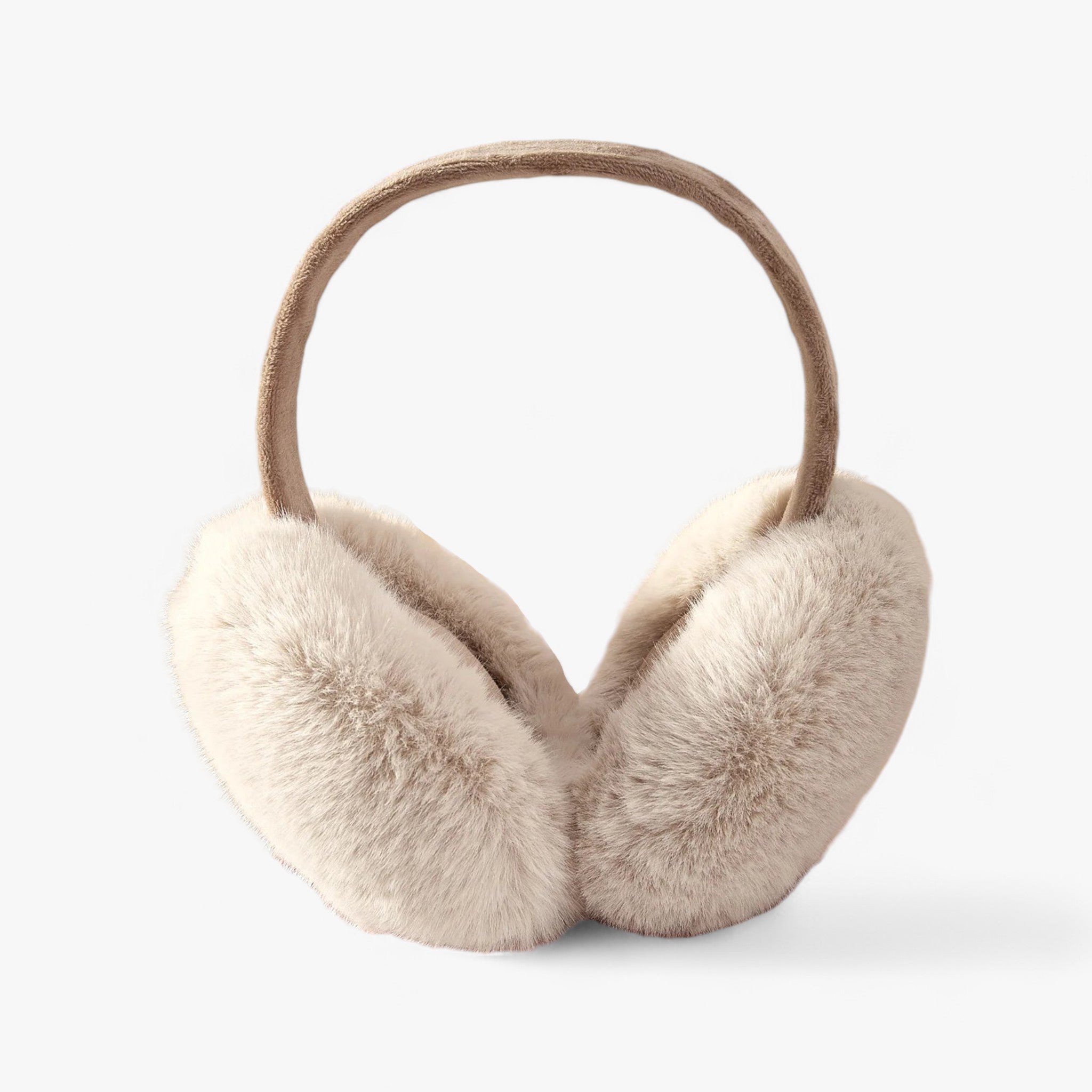 Earmuffs : Nepvachten in Kunstbont - Gezellige Winterwarmte - Zwart Wit in Lichtbruin van Pantino