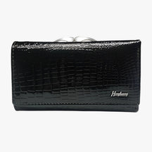 Wallet : Luxe Damesportemonnee van Leer - Elegant en Praktisch - Zwart in zwart van Pantino
