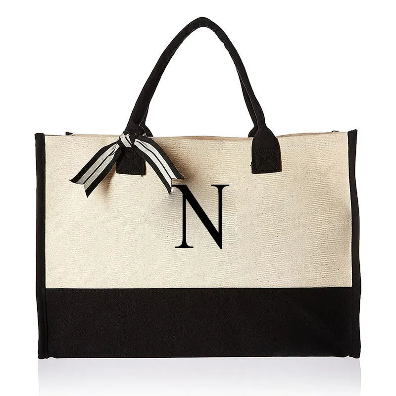 bags : Tote Bag Wit - Gepersonaliseerd Monogram - Canvas in N van Pantino