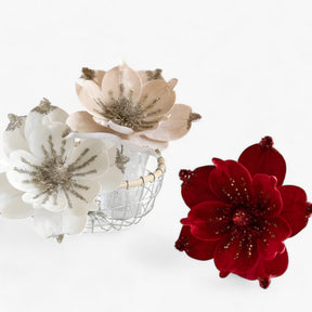 home & garden : Glanzende Kunstkerstbloemen - Vrolijke Ornamenten voor de Kerstboom en Nieuwjaarsdecoratie - Rood in van Pantino