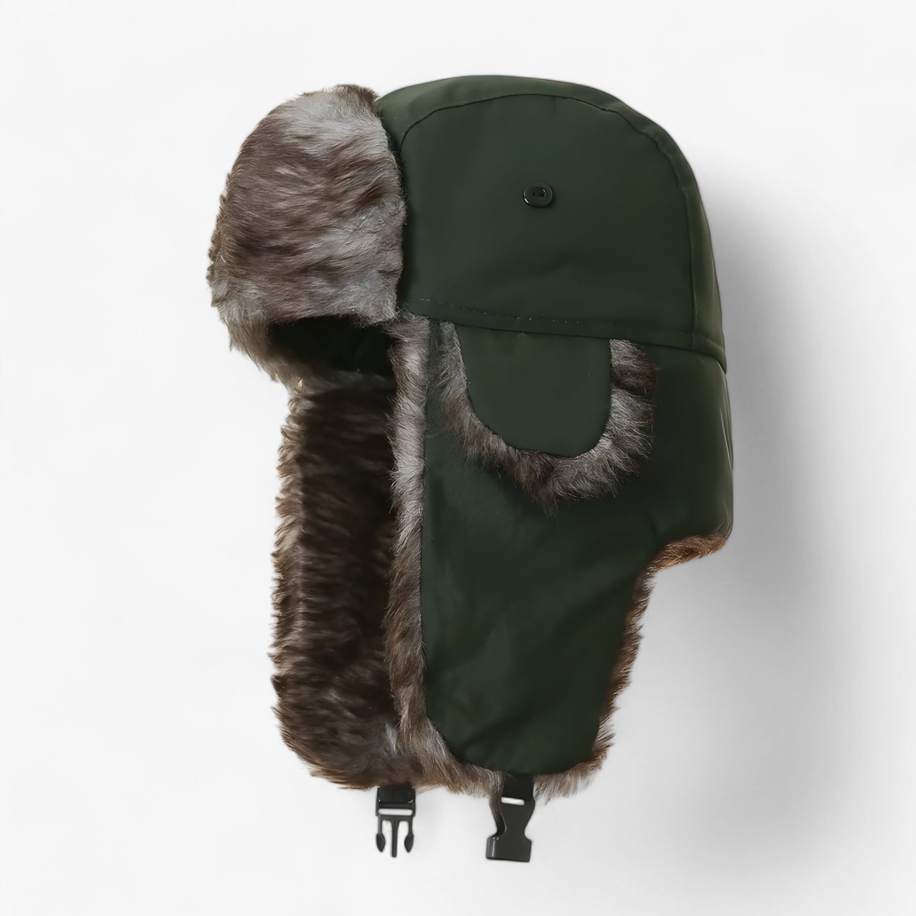 Hat : Hoed Beige - Warme Russische Winterhoed - Beschermt Tegen Kou & Wind in Donkergroen Één maat van Pantino