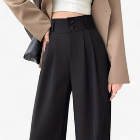 Pants : Broek Zwart - Hoge Taille - Modieus & Comfortabel in van Pantino