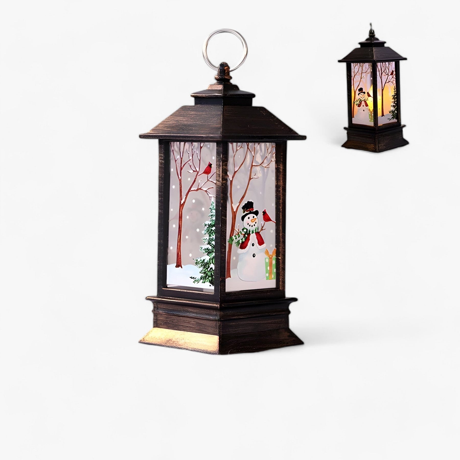 home & garden : Sneeuwman Kerstman Verlichte Lantaarn - Feestelijk Boomornament en Woondecoratie in B van Pantino