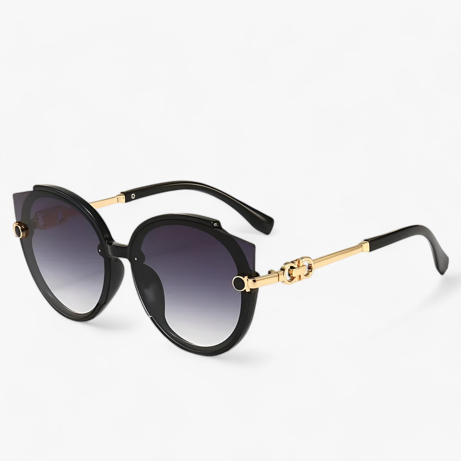 Sunglasses : Ronde Zonnebril met Kleurverloop Dames - Vintage Stijl en Bescherming - Roze in Zwart van Pantino