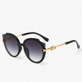 Sunglasses : Ronde Zonnebril met Kleurverloop Dames - Vintage Stijl en Bescherming - Roze in Zwart van Pantino