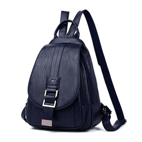bags : Leren Dames Rugzak Lila - Compacte Schoudertas voor Vrouwen - Trendy & Chique Design in Blauw van Pantino
