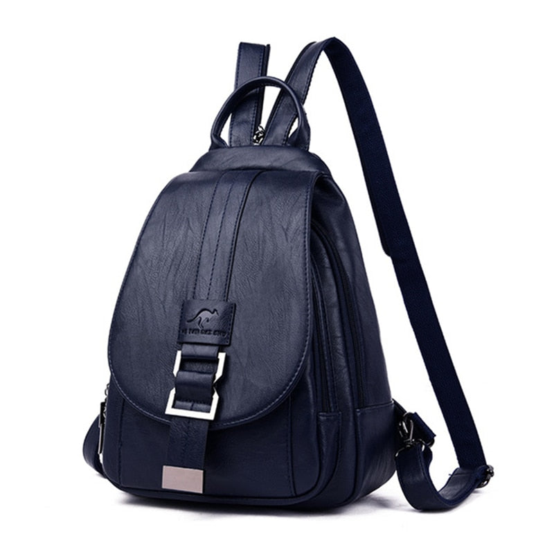 bags : Leren Dames Rugzak Lila - Compacte Schoudertas voor Vrouwen - Trendy & Chique Design in Blauw van Pantino