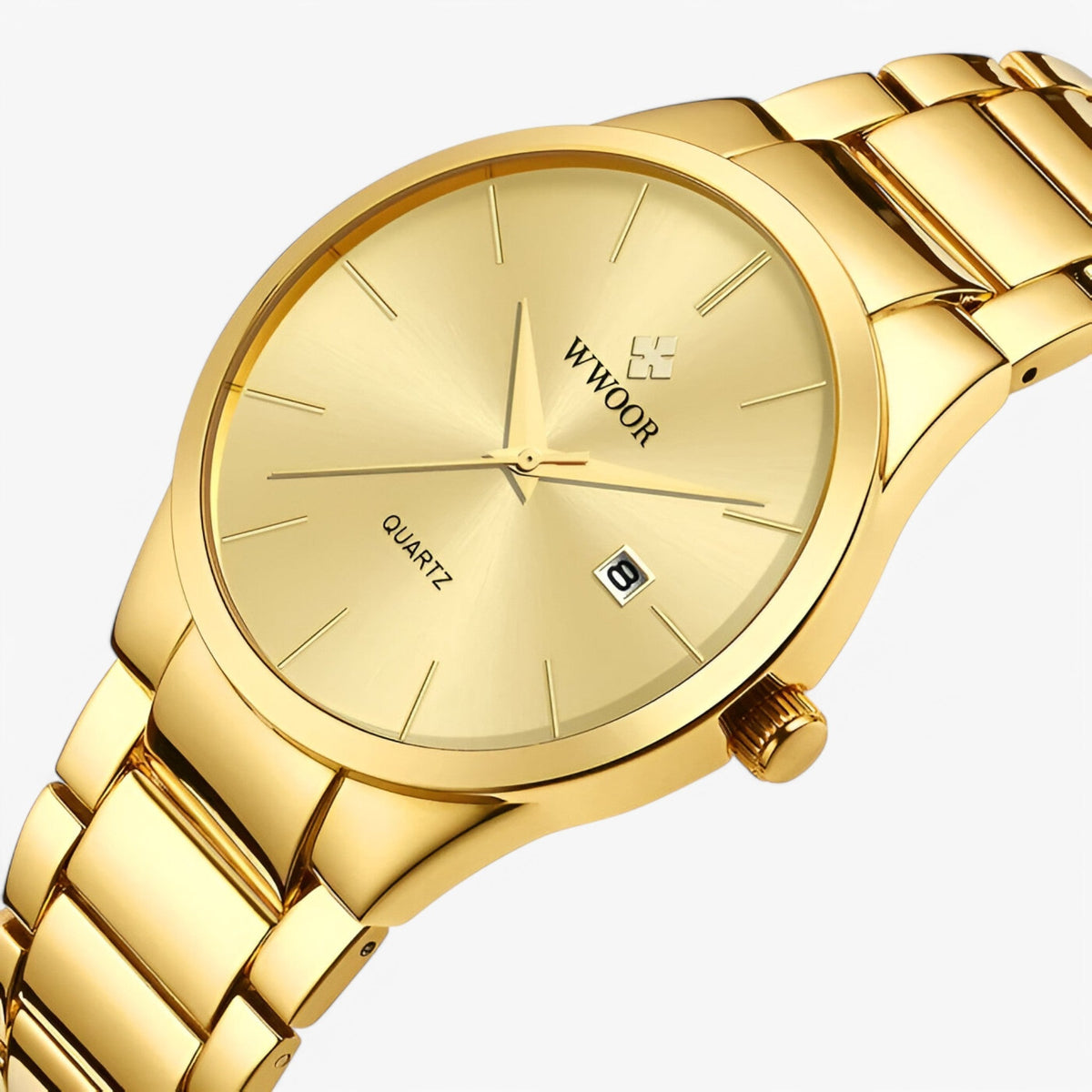 watches : Heren Horloge Zwart Goud Edelstaal - Klassiek Polshorloge 42mm voor elke gelegenheid in van Pantino