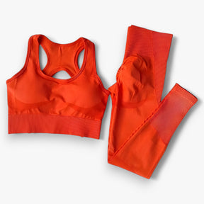 Two-Piece Sportswear Set : Set Sportkleding - Vertrouwen & Comfort Tijdens het Sporten - Zwart in Oranje van Pantino