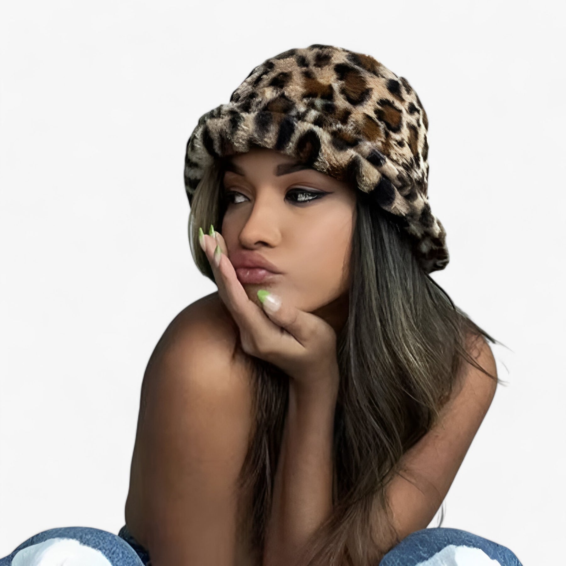 Bucket Hat : Hoed Khaki - Warme Leopardprint Vissershoed - Trendy en Comfortabel in van Pantino