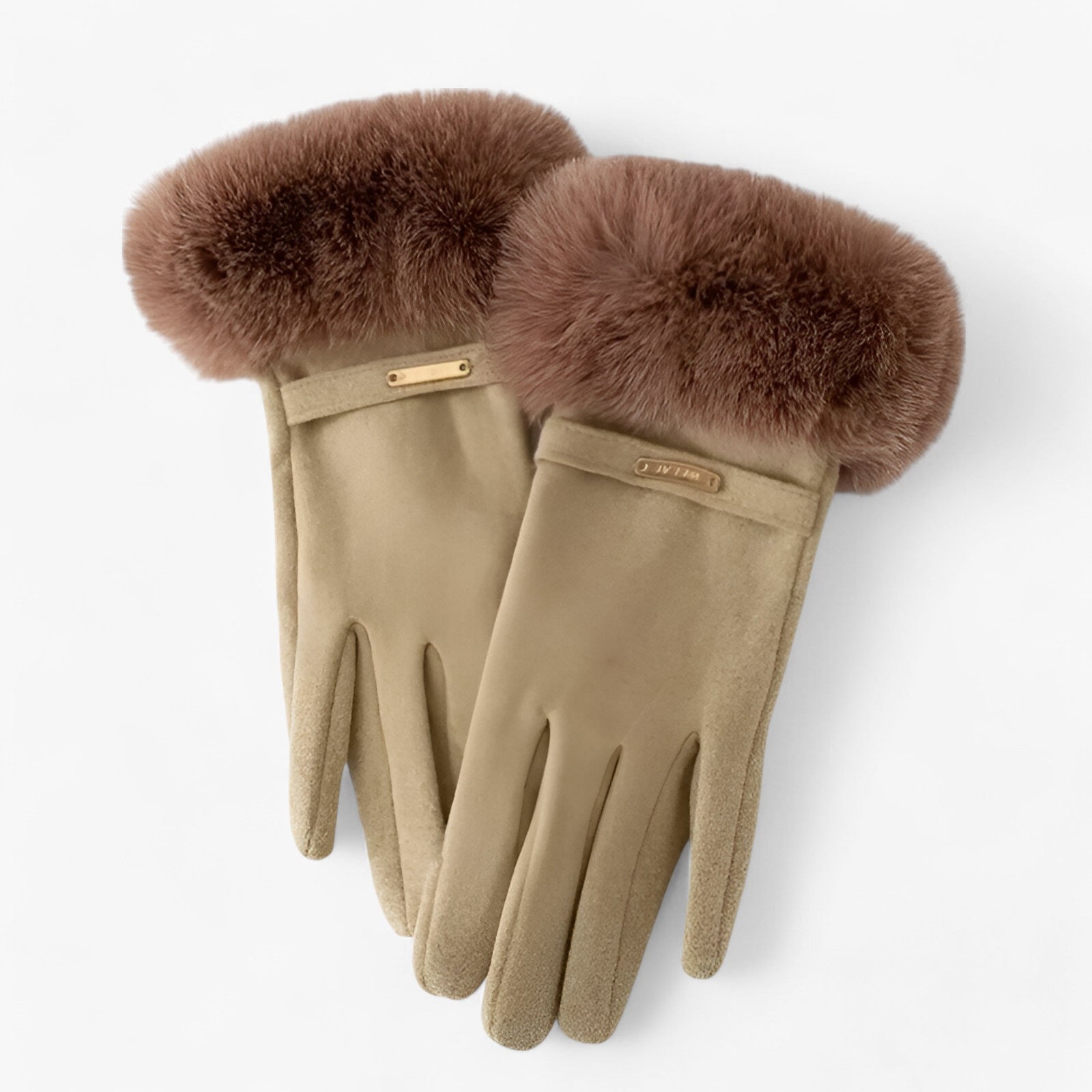 Gloves : Handschoenen Khaki - Elegante Touchscreen voor Warme Winterdagen in Khaki Eén maat van Pantino
