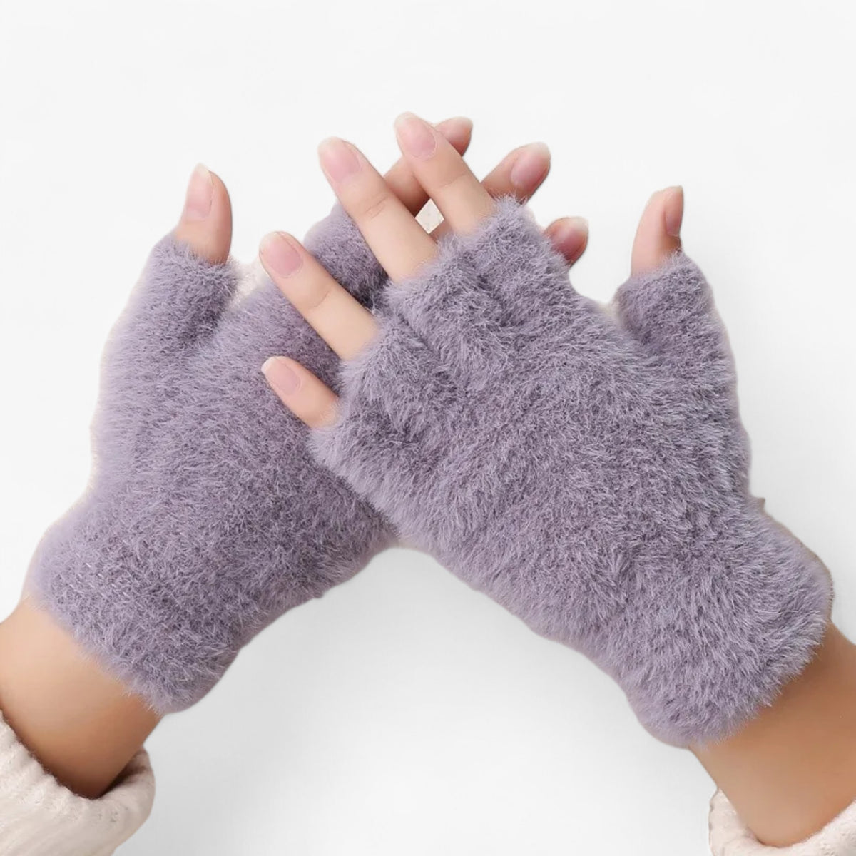 Gloves : Handschoenen Grijs - Halfvinger Imitatie Mink - Warmte & Touchscreen Gemak in Grijs van Pantino
