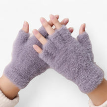 Gloves : Handschoenen Grijs - Halfvinger Imitatie Mink - Warmte & Touchscreen Gemak in Grijs van Pantino
