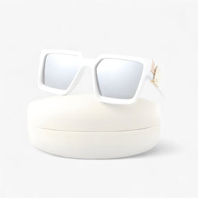 Sunglasses : Vintage Vierkante Zonnebril voor Heren - Wit Zilver in Wit Grijs geen doosje van Pantino