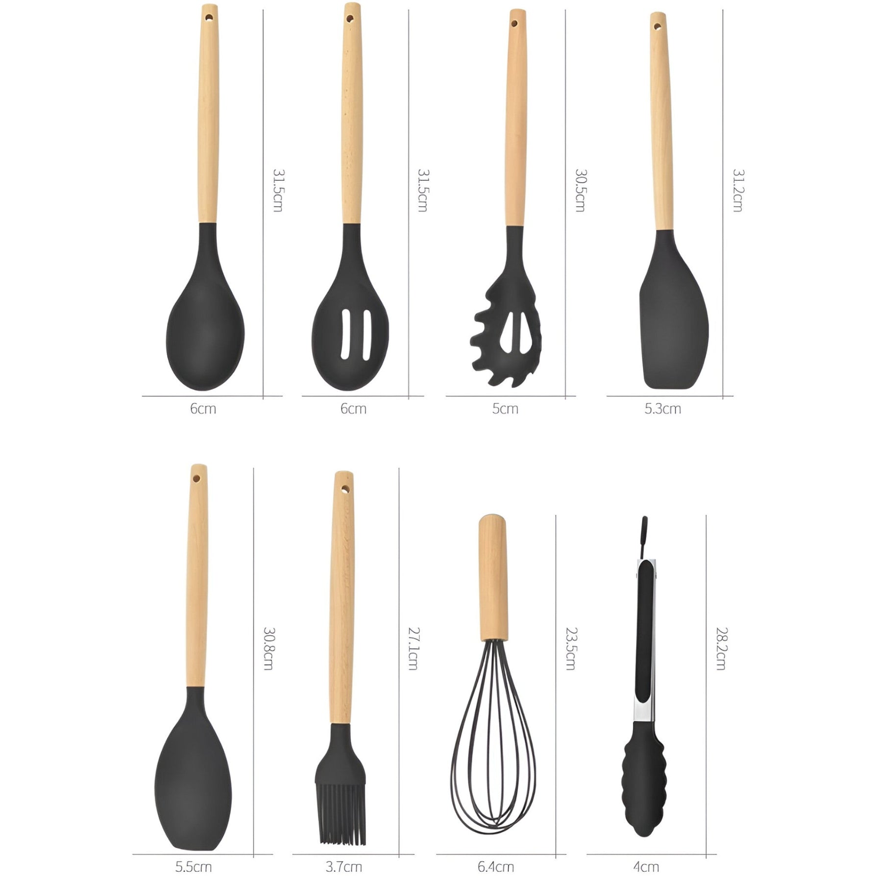 home & garden : Set van 12 Keukenhulpmiddelen in Silicone - Zwart 12Stuks in van Pantino